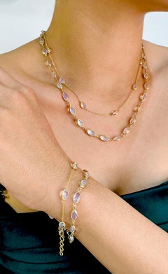 Collar de Piedra Lunar Arcoiris de Oro Amarillo de 18 K  Tresor Fin Collection