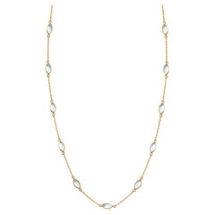 Collar de Piedra Lunar Arcoiris de Oro Amarillo de 18 K  Tresor Fin Collection