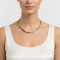 18K Yellow Gold Rainbow Necklace with 16.00 CTW in Multi-Stone