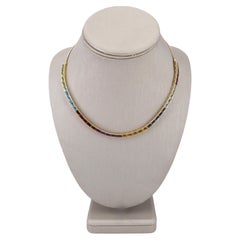 18K Yellow Gold Rainbow Necklace with 16.00 CTW in Multi-Stone