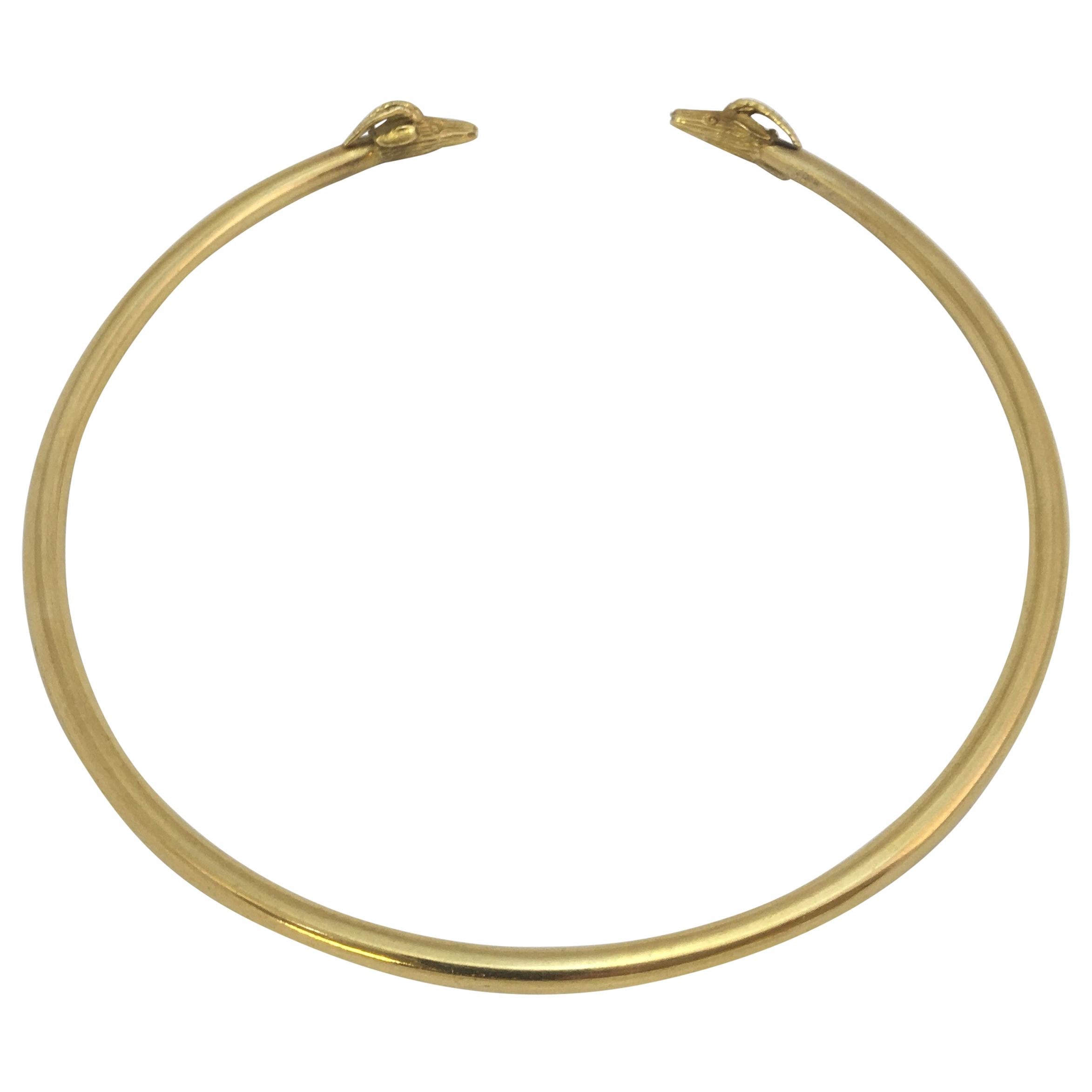 18 Karat Yellow Gold Ram Head Collar Necklace For Sale
