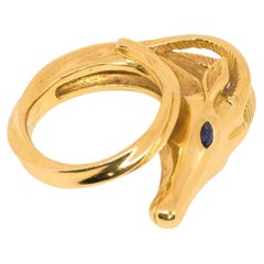 18K Yellow Gold Ram Sapphire Eyes Ring