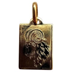 18K Yellow Gold Ram Tag Pendant #25323
