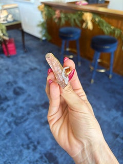 18K Yellow Gold Raw Kunzite and Round Brilliant Cut Diamond Ring