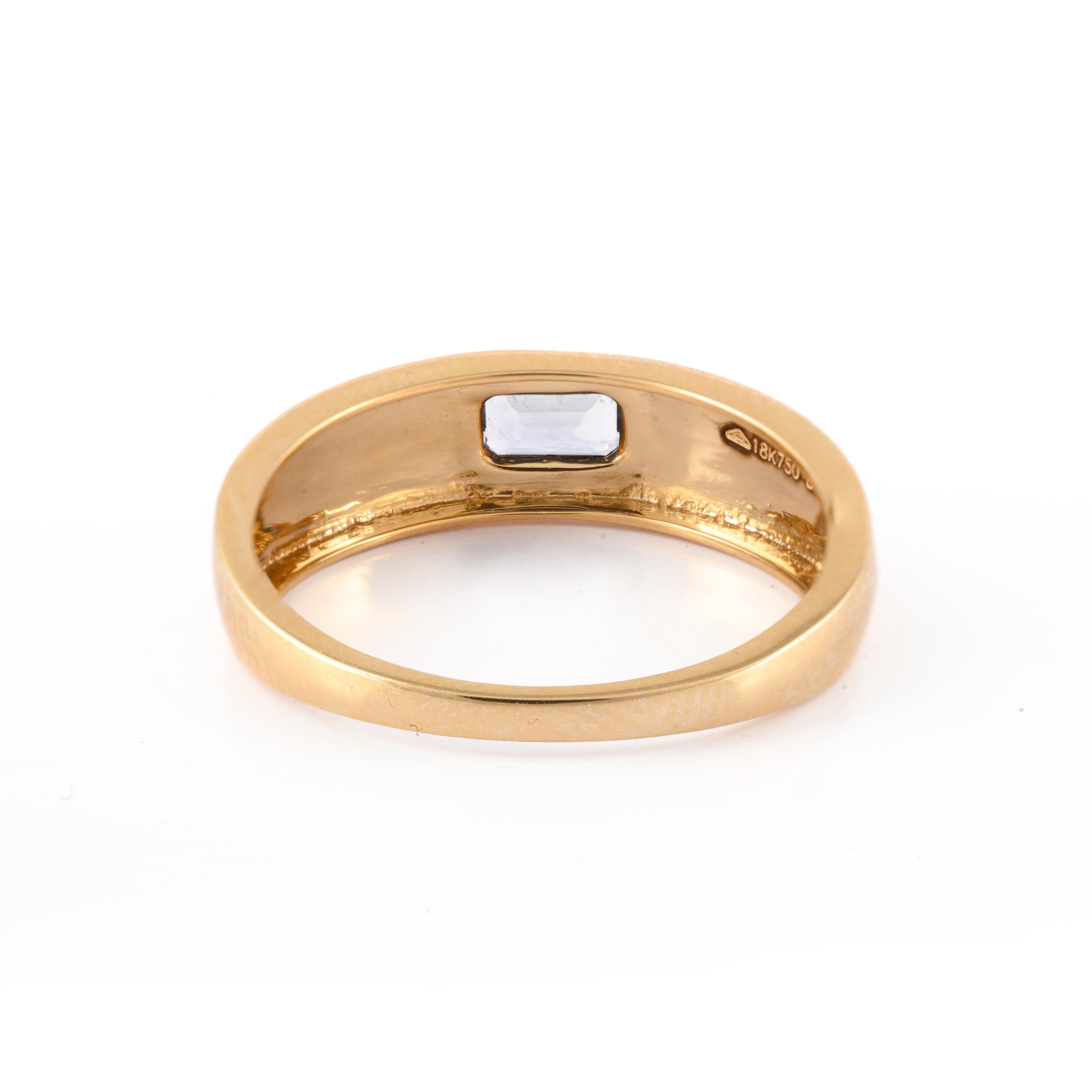 For Sale:  18k Solid Yellow Gold Genuine Tanzanite Gemstone Unisex Ring 6