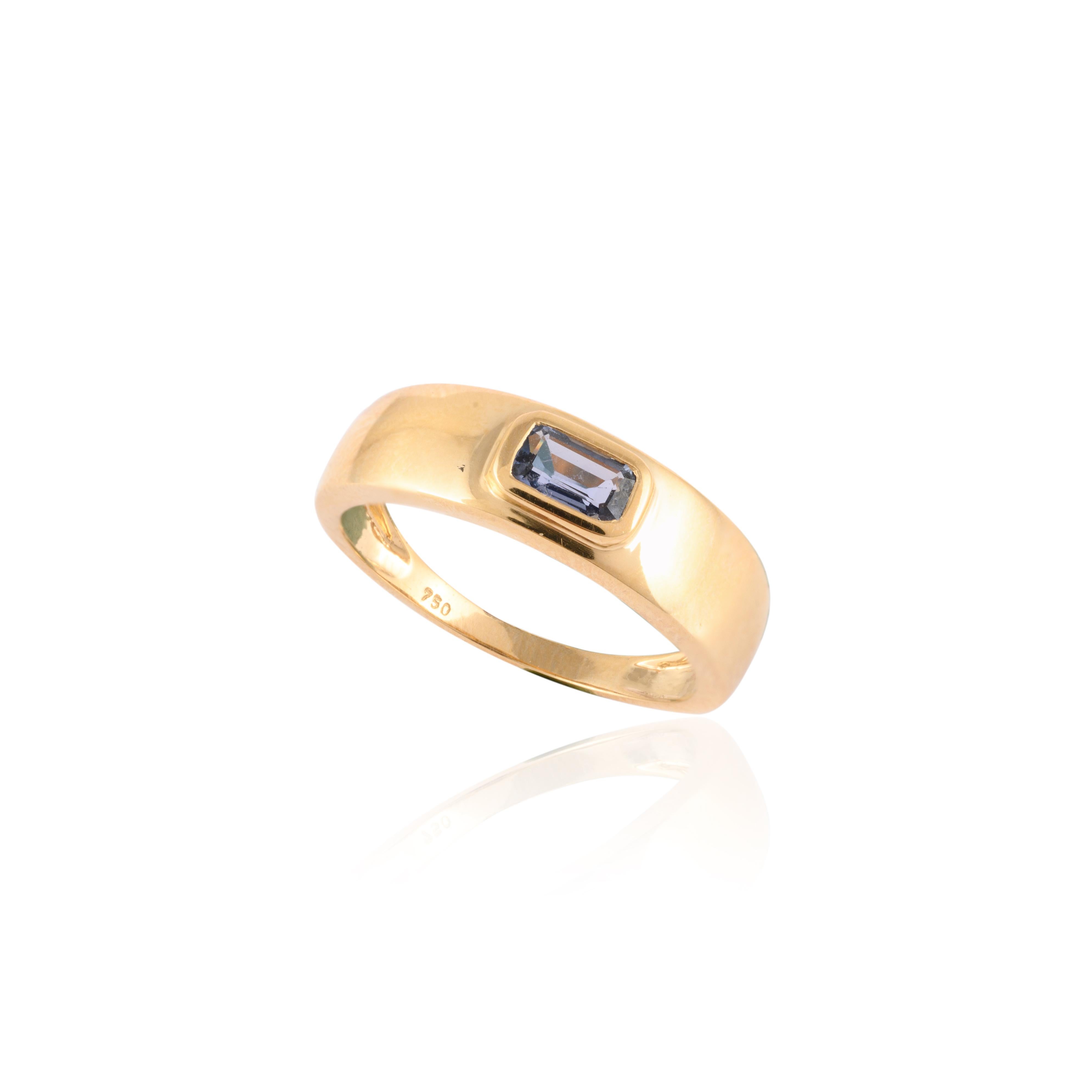 For Sale:  18k Solid Yellow Gold Genuine Tanzanite Gemstone Unisex Ring 8