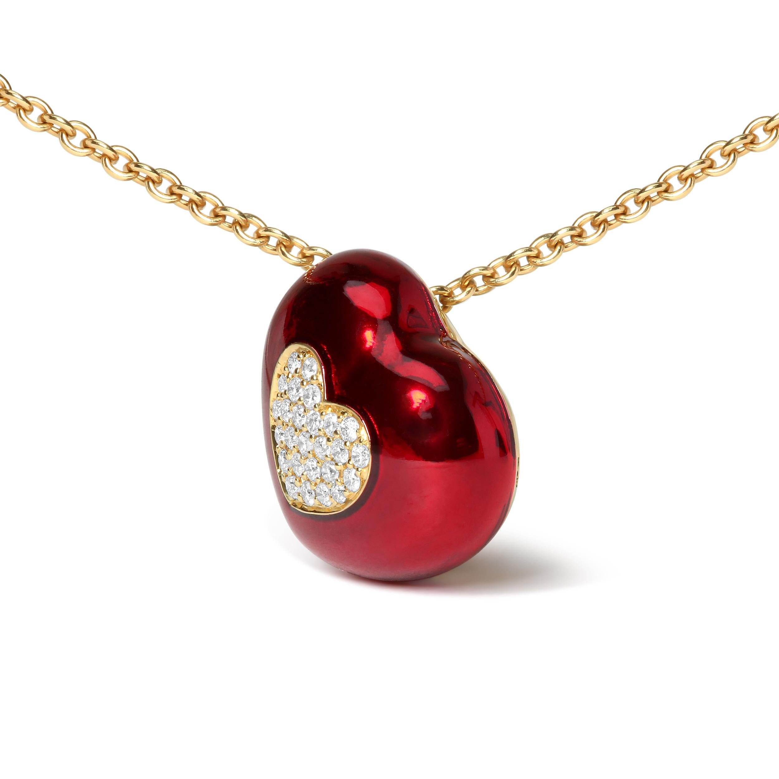 red enamel heart necklace