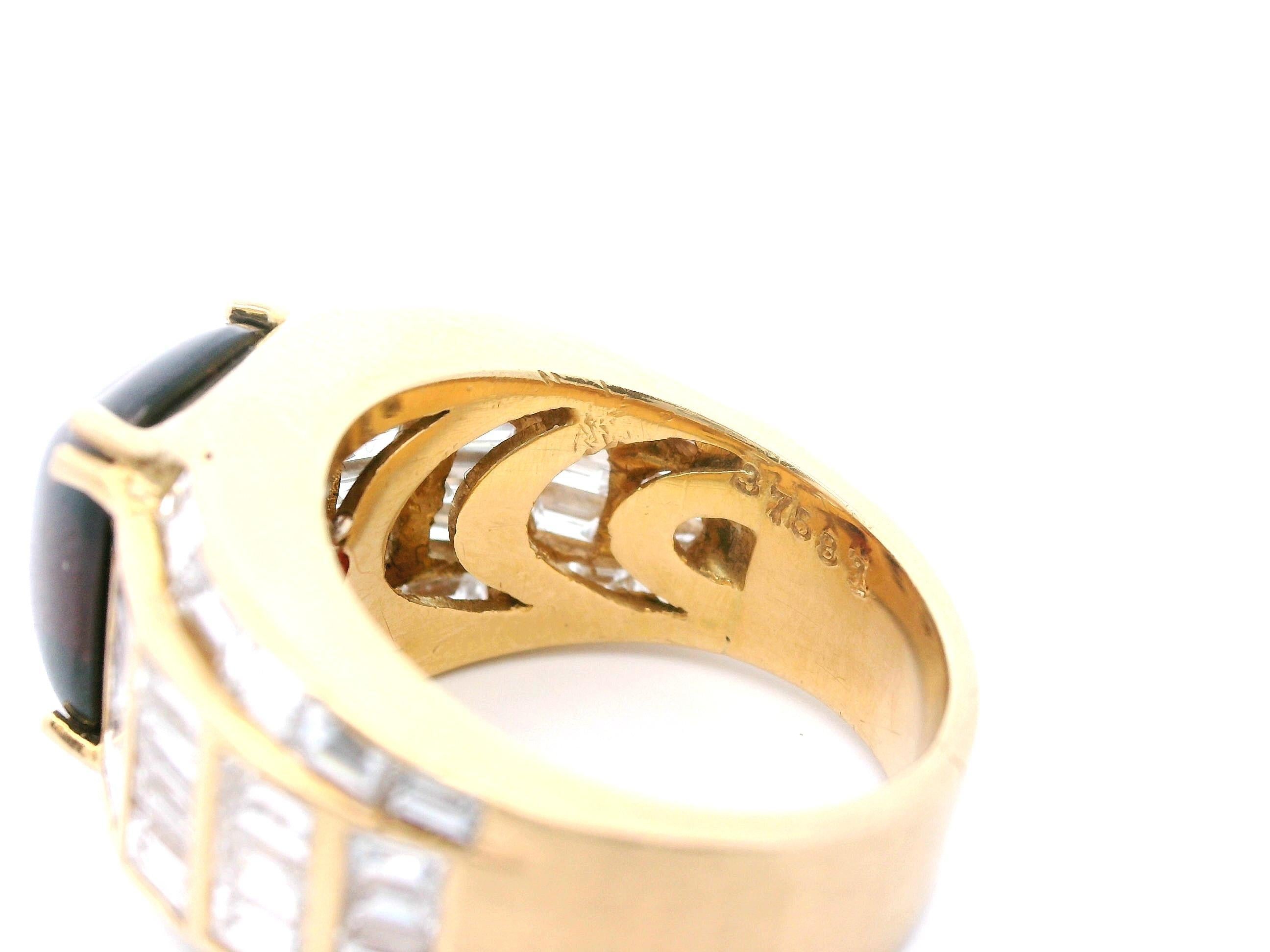 Bague fantaisie en or jaune 18 carats avec grenat rouge et diamants en vente 4