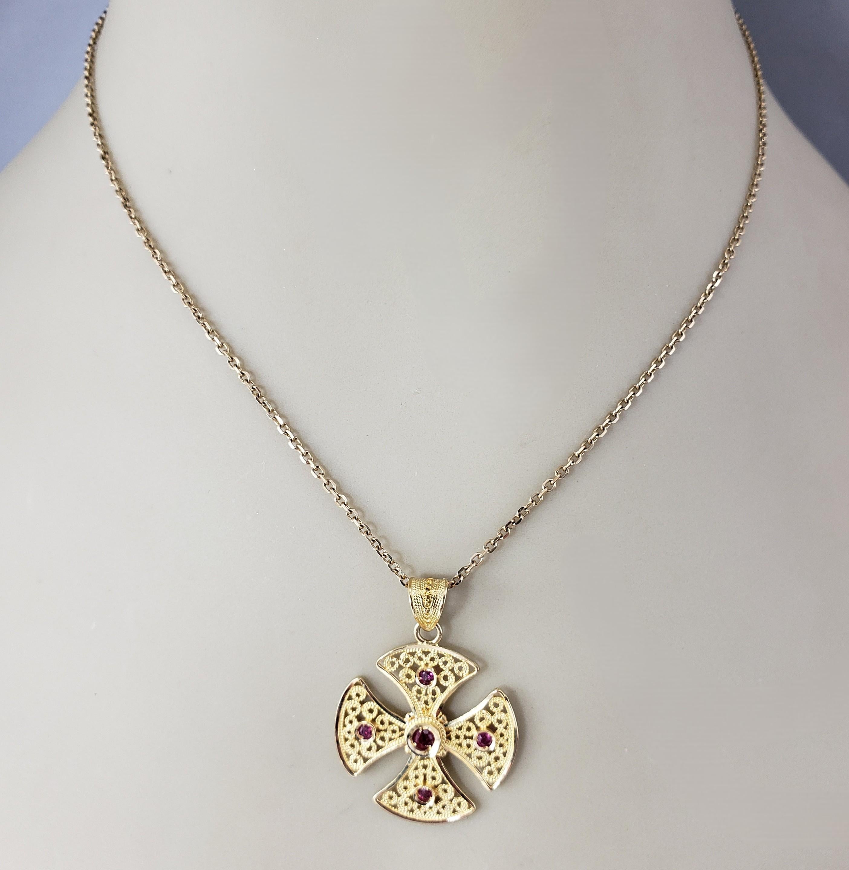 Ciondolo a forma di croce bizantina in oro giallo 18 carati Red Cross #22444 in vendita 3