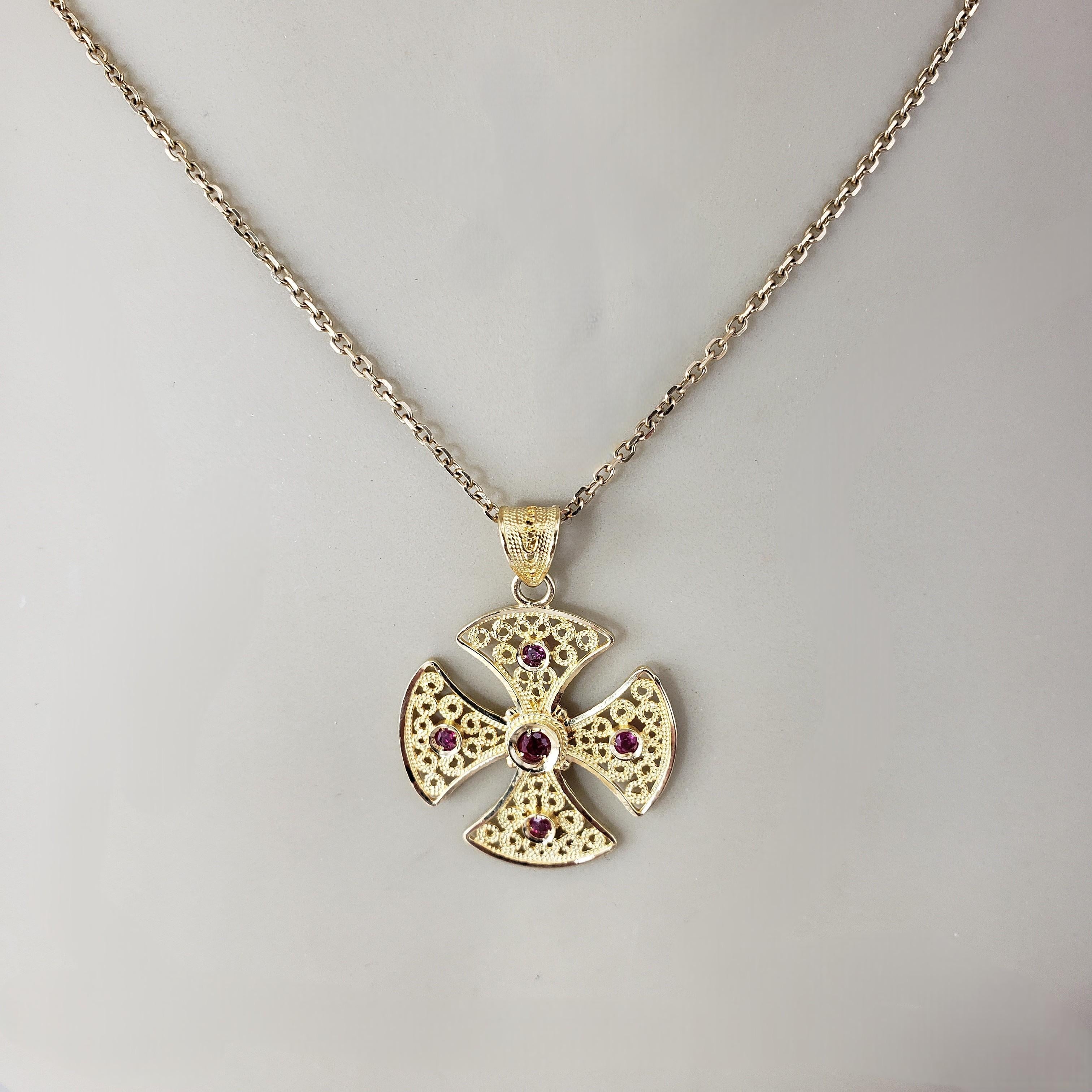 Ciondolo a forma di croce bizantina in oro giallo 18 carati Red Cross #22444 in vendita 4