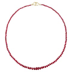 18K Yellow Gold Red Spinel Bead Necklace by Paula Crevoshay