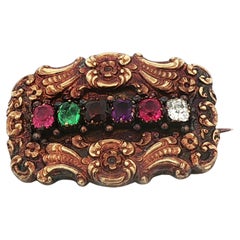 18k Yellow Gold 
REGARD
 Multi Gemstone Brooch 1810 Georgian