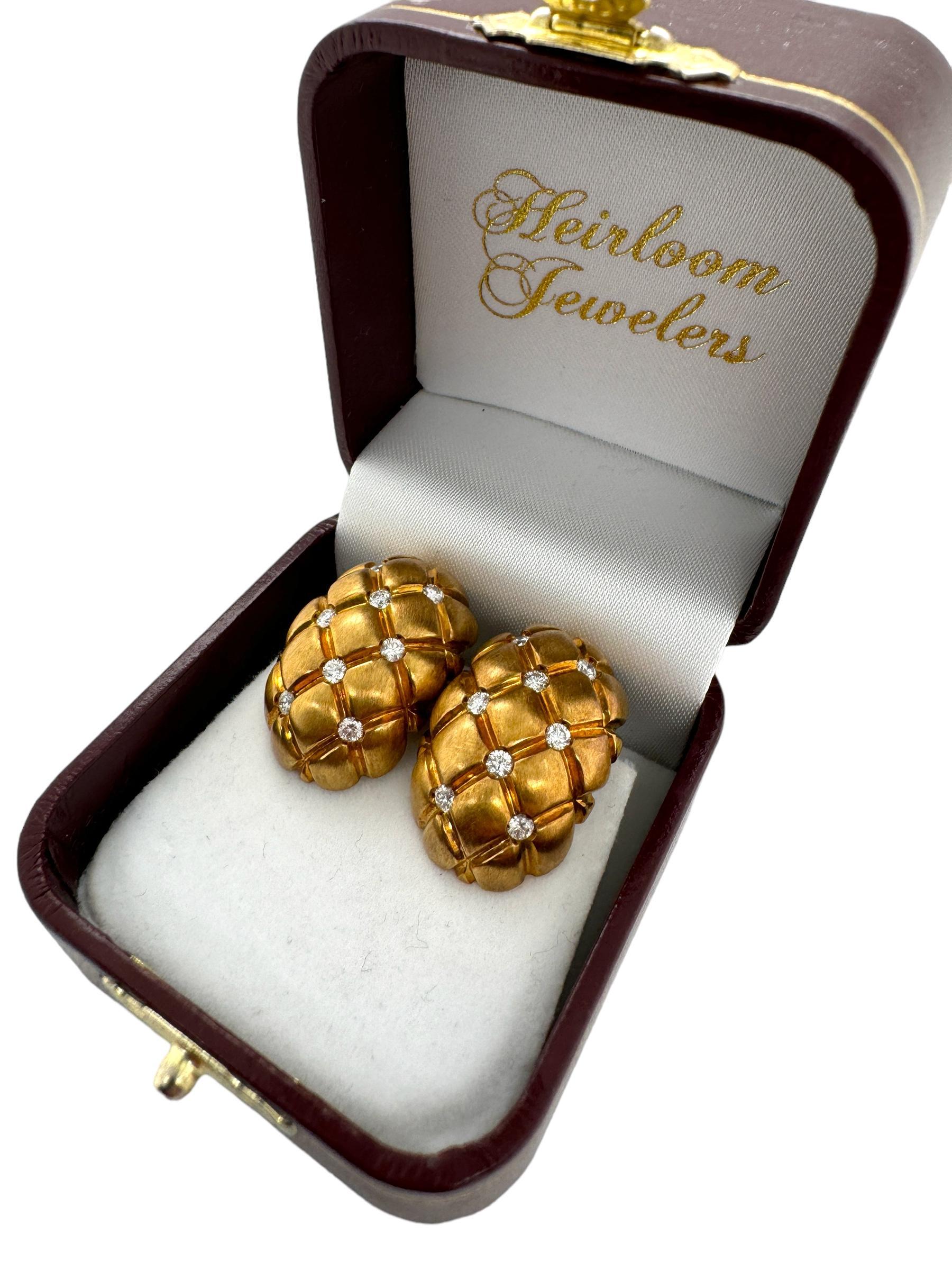 18K Yellow Gold Retro Era Pineapple Diamond Earrings For Sale 4
