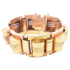 Bracelet Tank rétro en or jaune 18K 107.5grs