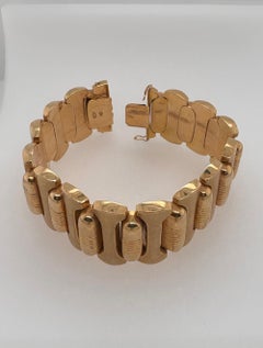 Pulsera tipo «Tank» retro de oro amarillo de 18 quilates, estilo vintage, 70 g, italiana, Verbania, década de 1940