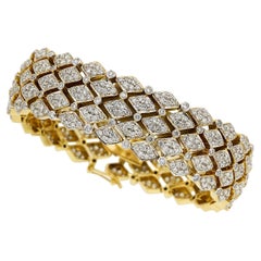 18 Karat Gelbgold & Rhodium Armband mit 6,95 Karat Vollschliff Diamantplakette, Größe 7,5
