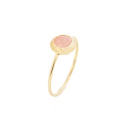 18k Yellow Gold Rhodochrosite Cabochon Boho Chic Stackable Ring Intini Jewels