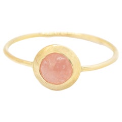 18k Yellow Gold Rhodochrosite Cabochon Boho Chic Stackable Ring Intini Jewels