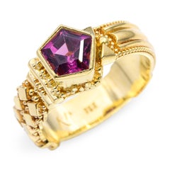 18k Yellow Gold Rhodolite Garnet Ring