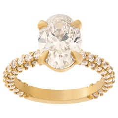 18k Yellow Gold Ring, GIA Certified Oval Brilliant Cut Diamond 2.50 Carat