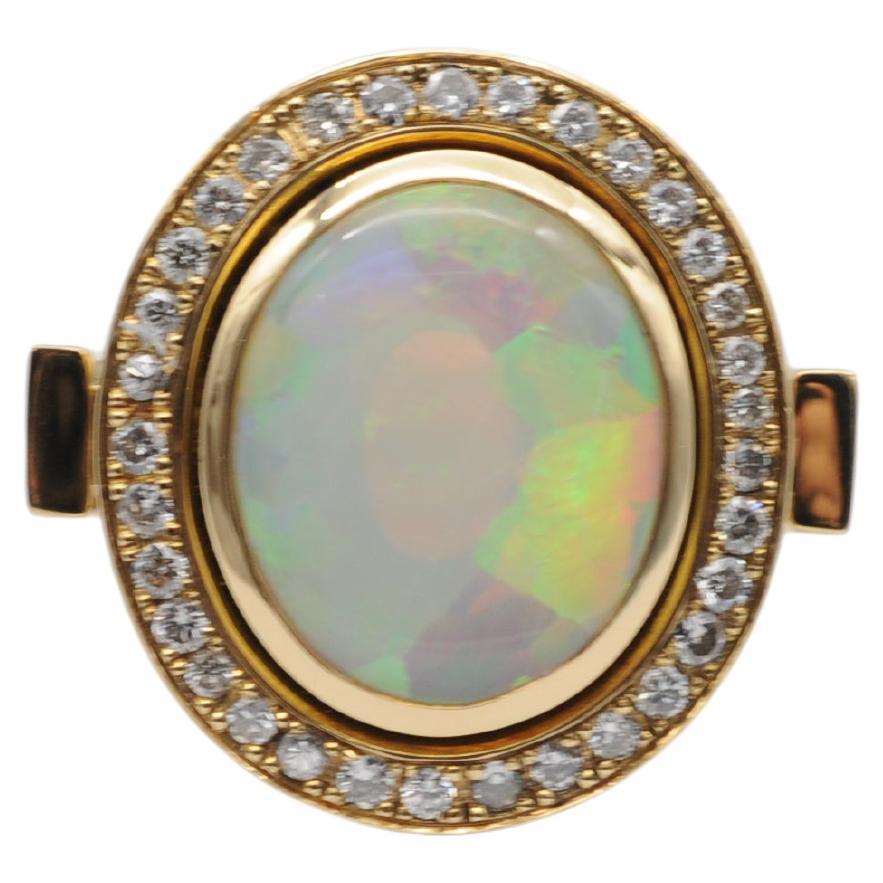 Bague en or jaune 18k Opale et diamants Brilliante en vente 2