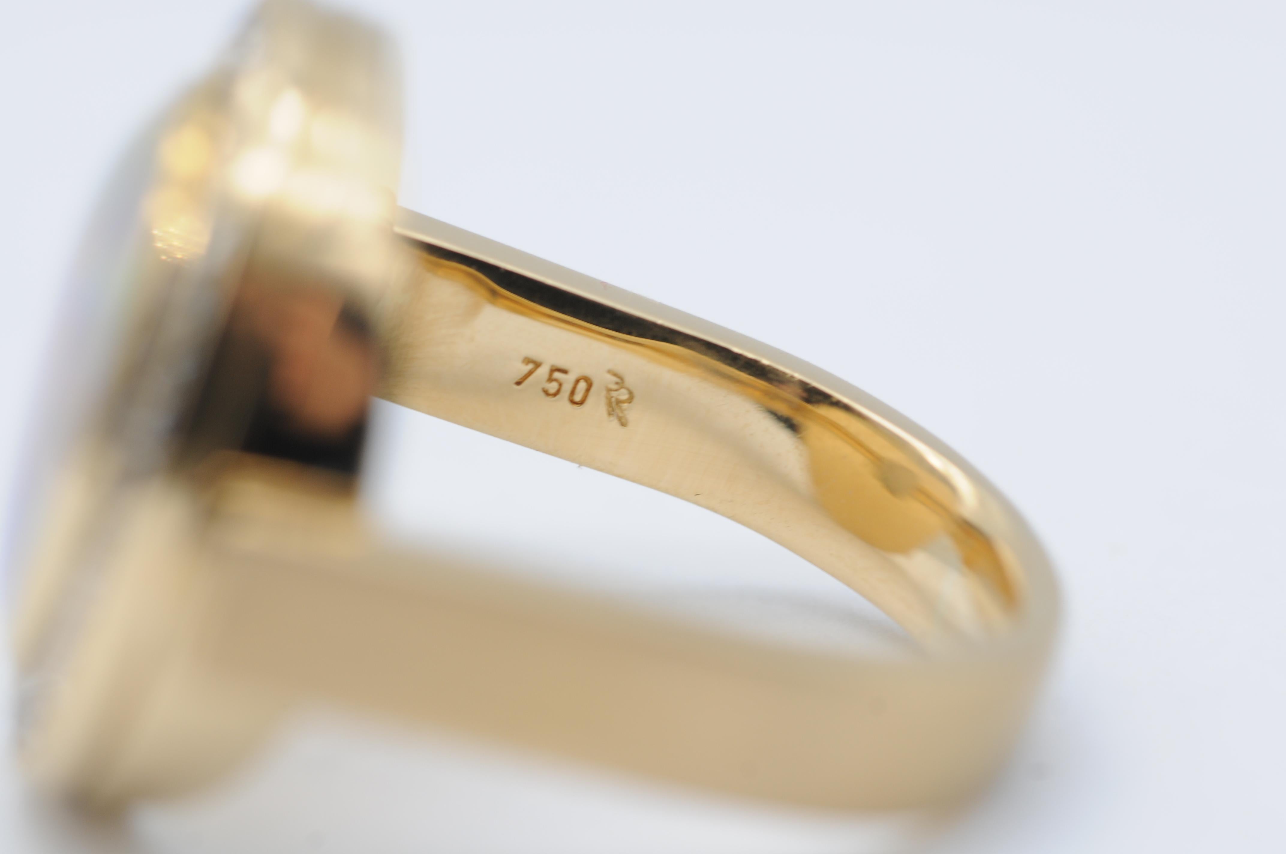 Bague en or jaune 18k Opale et diamants Brilliante en vente 3