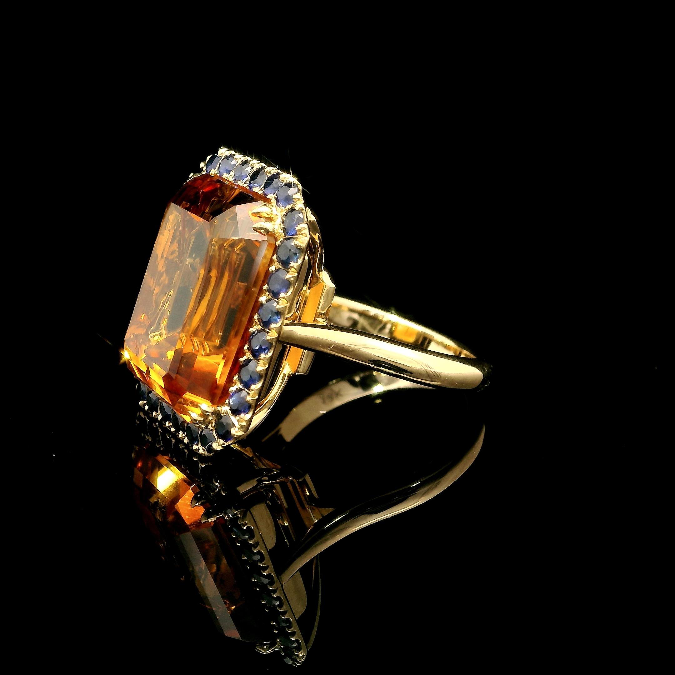 Bague en or jaune 18 carats sertie d'une citrine naturelle de 20 carats en vente 4