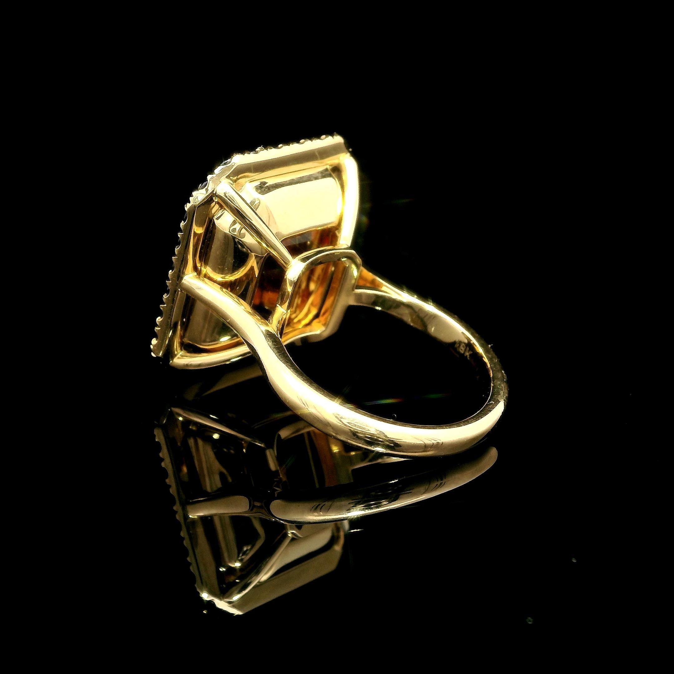 Bague en or jaune 18 carats sertie d'une citrine naturelle de 20 carats en vente 5