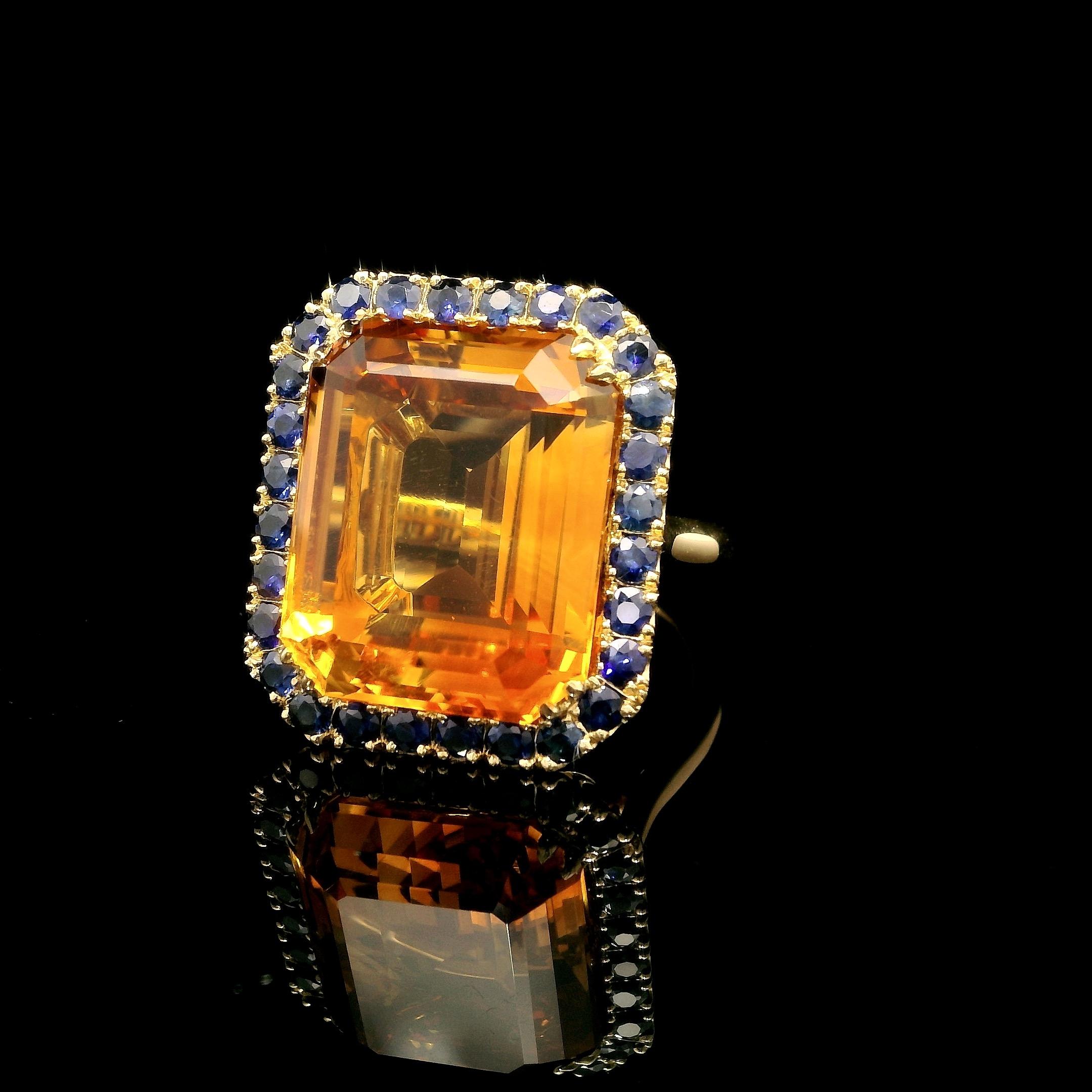 Bague en or jaune 18 carats sertie d'une citrine naturelle de 20 carats en vente 1