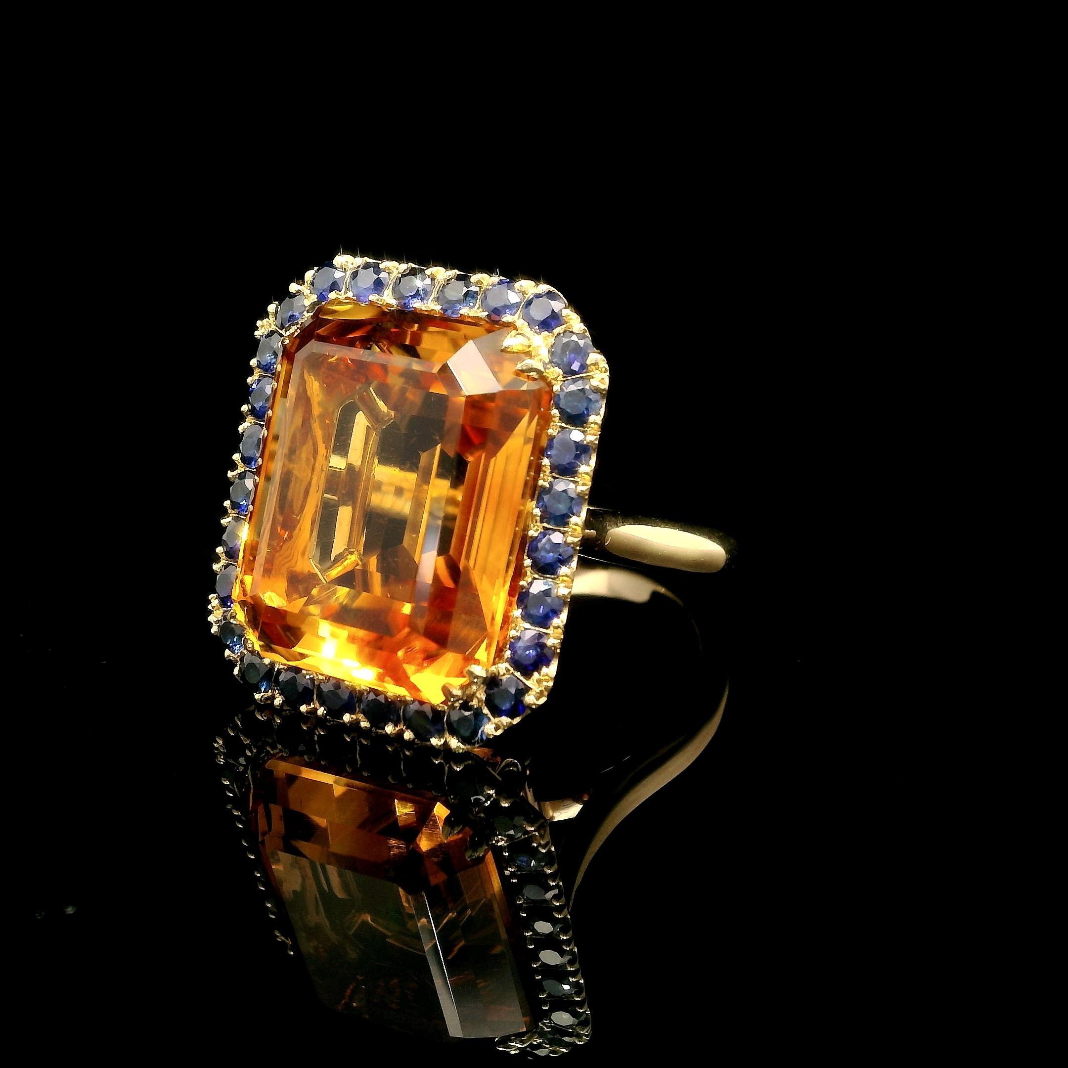 Bague en or jaune 18 carats sertie d'une citrine naturelle de 20 carats en vente 2