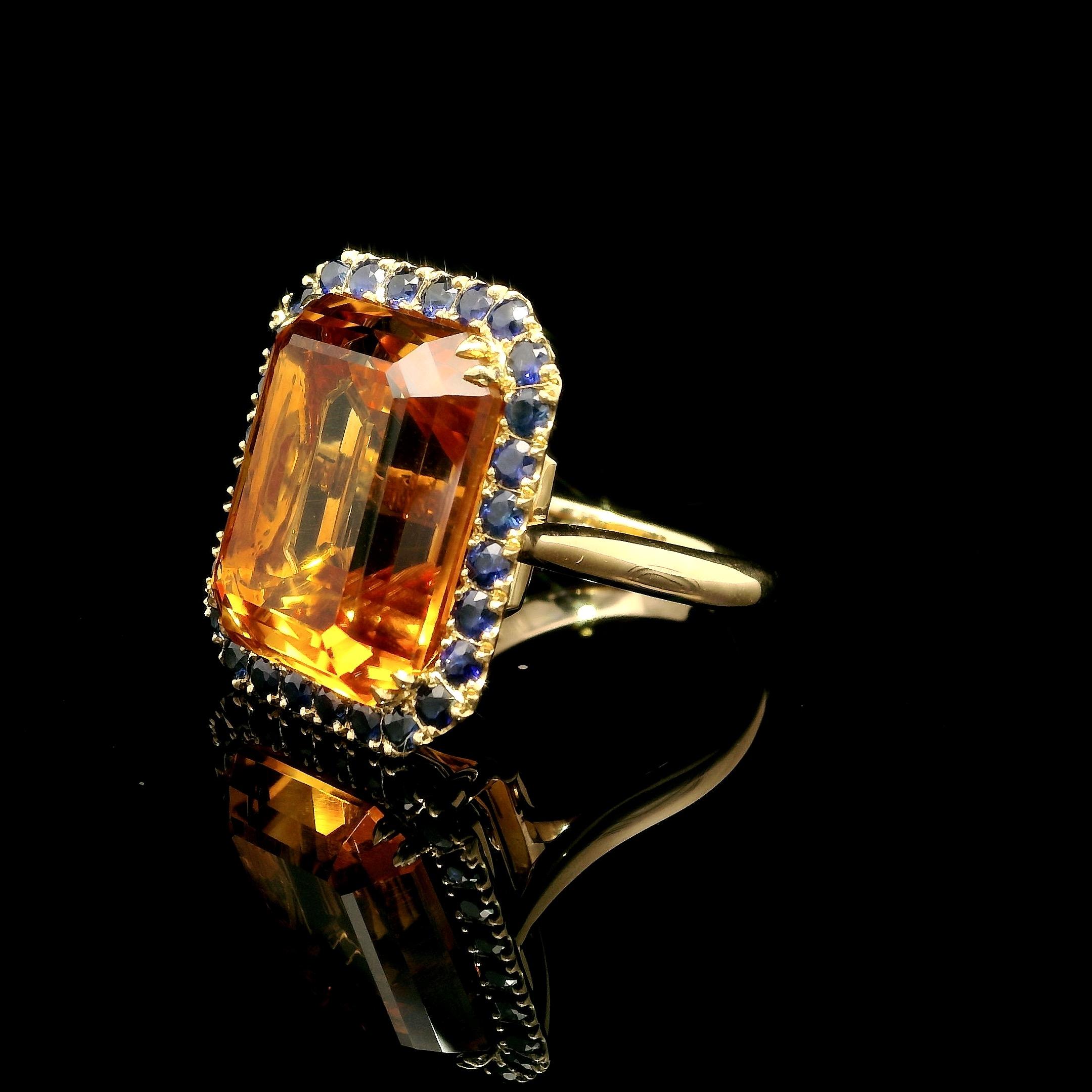 Bague en or jaune 18 carats sertie d'une citrine naturelle de 20 carats en vente 3
