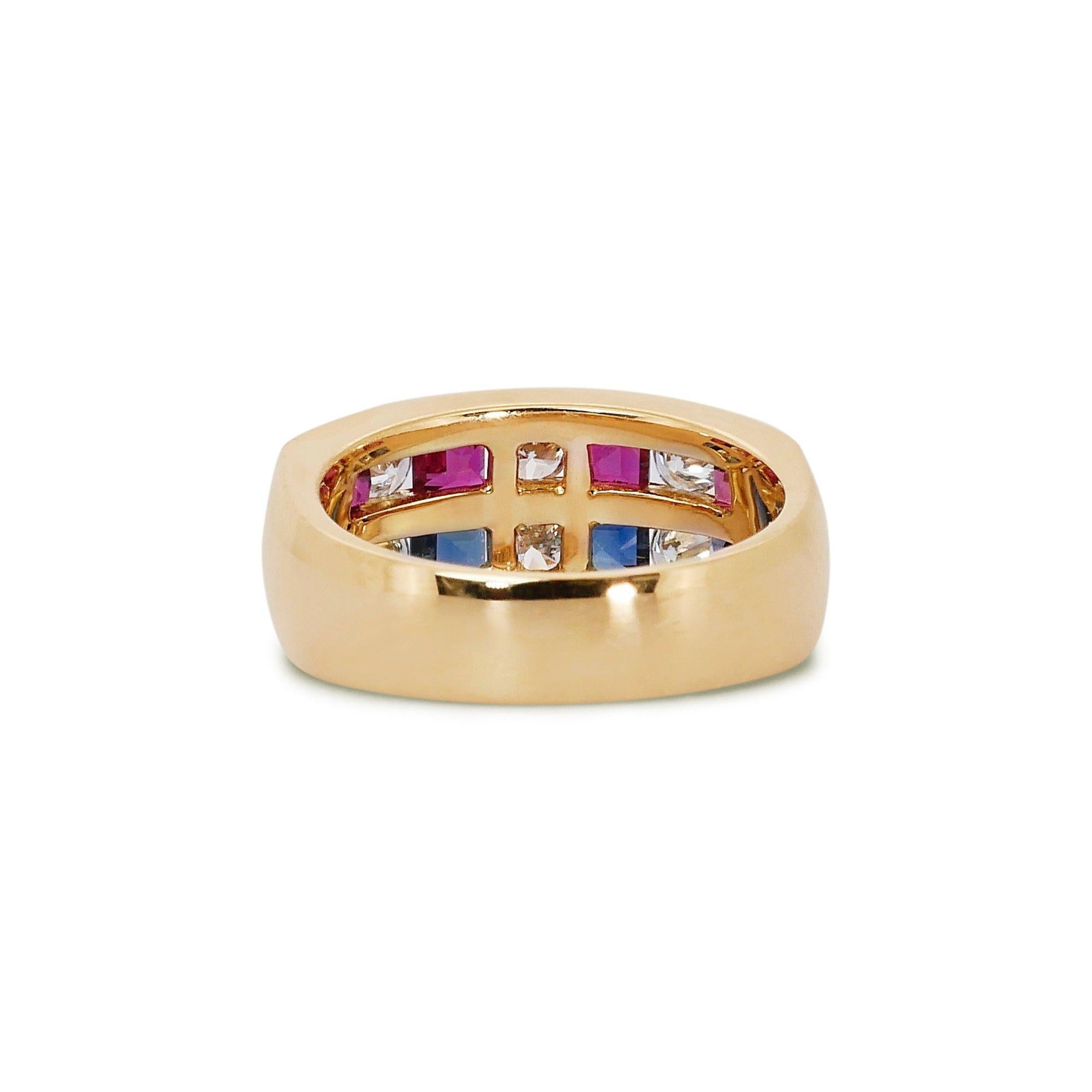 18k Yellow Gold Ring w/ 1.42 ct with Gems & Natural Diamonds IGI certificate For Sale 4