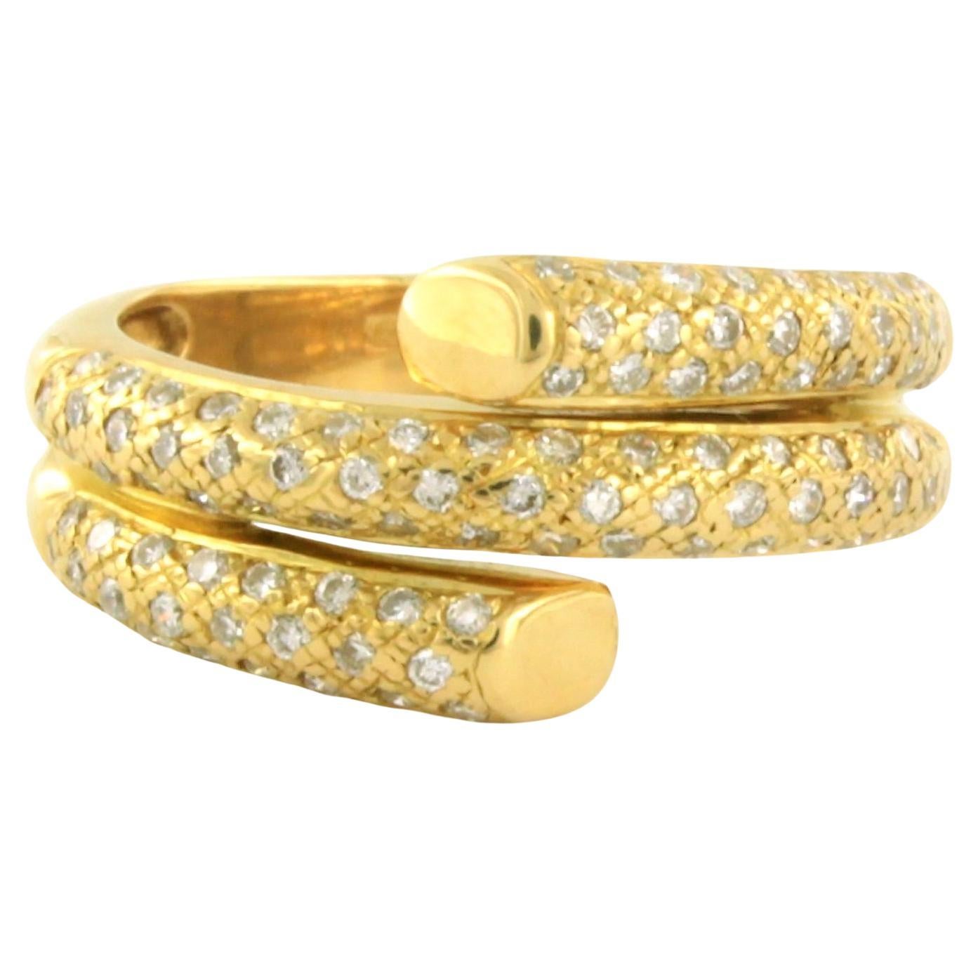 18k Yellow Gold Ring with 1.00ct Brilliant Cut Diamonds, Size 6.5 For Sale