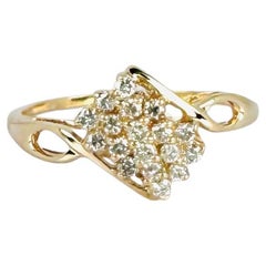 18k  Bague en or jaune avec 17 diamants taille brillant VVSI - 0,12 carat