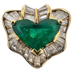 18k Yellow Gold Ring with 3.25 Ct. Emerald and Diamonds 2.75 Ct. (Size 6.00)