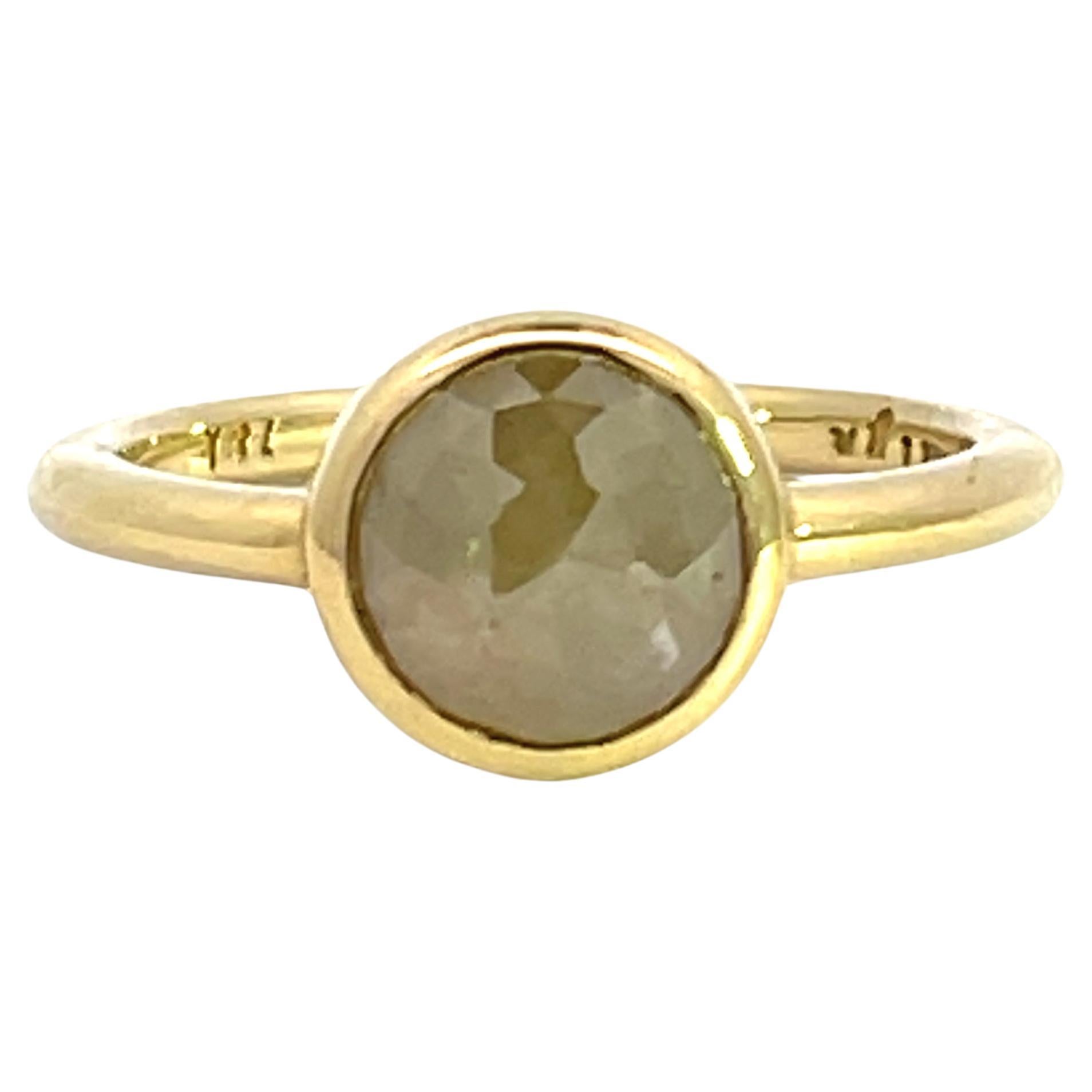 18k Yellow Gold Ring with a Gray Rose Cut Diamond For Sale