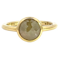 18k Yellow Gold Ring with a Gray Rose Cut Diamond