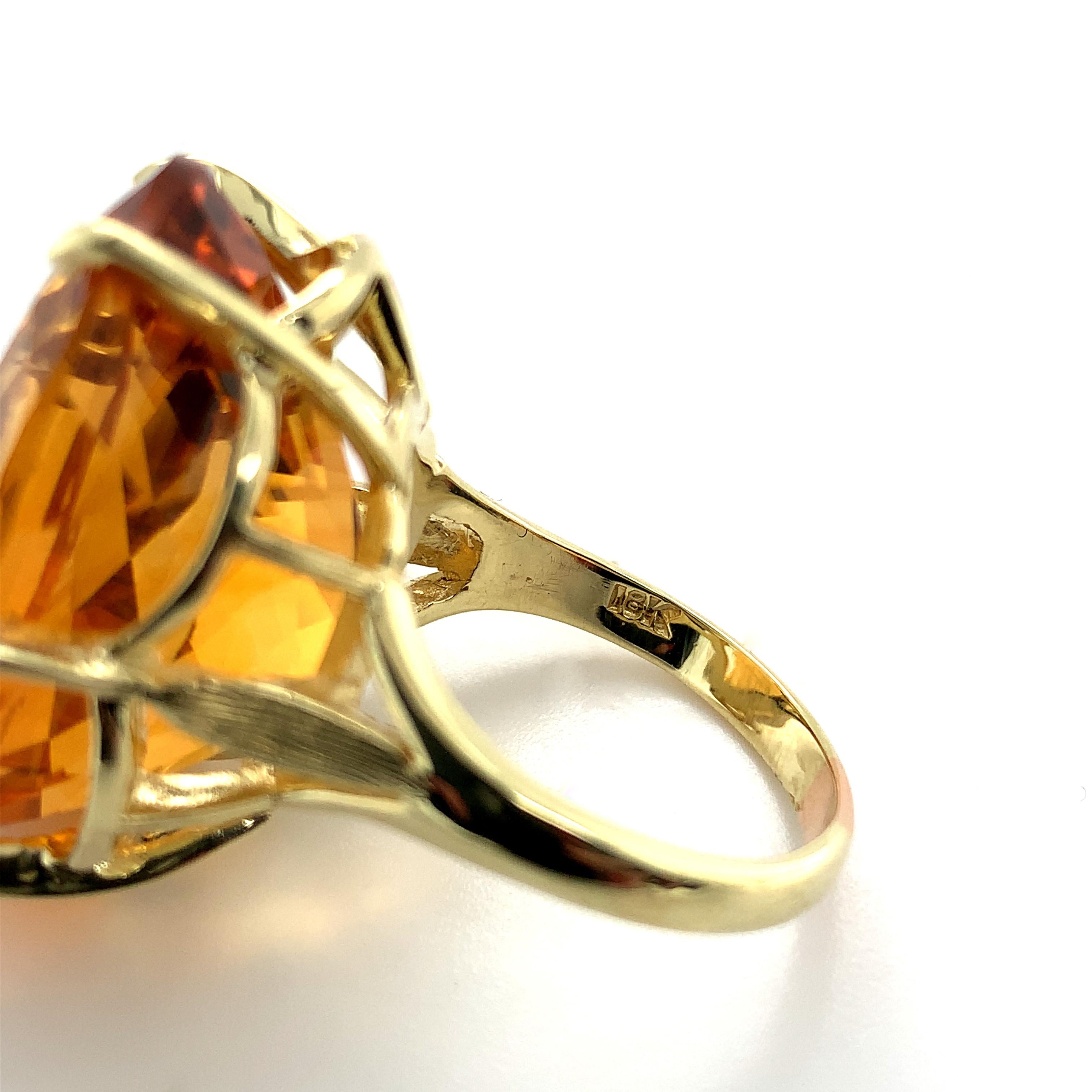18K yellow gold Ring with a Huge 37 carat Citrine For Sale 5