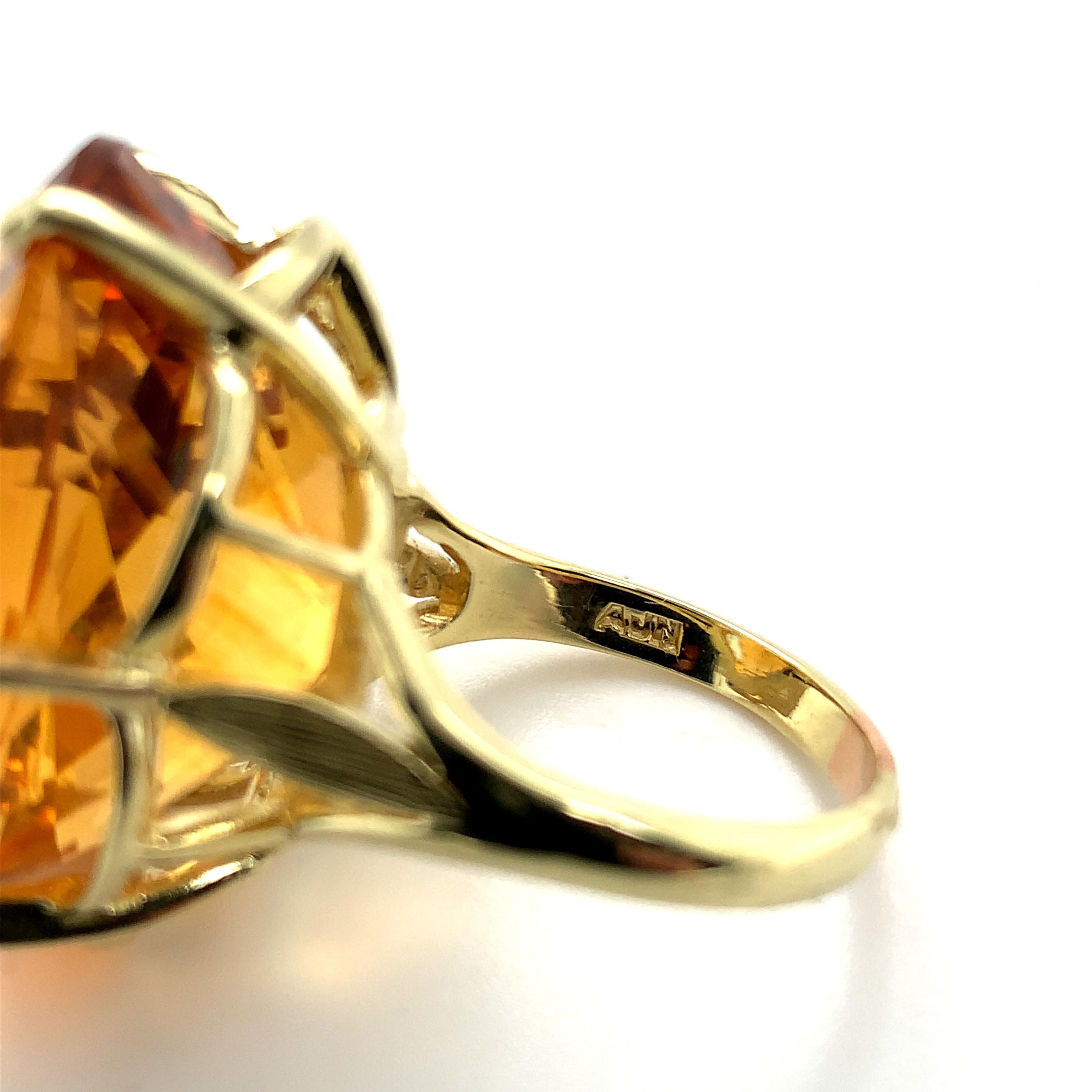 18K yellow gold Ring with a Huge 37 carat Citrine For Sale 6