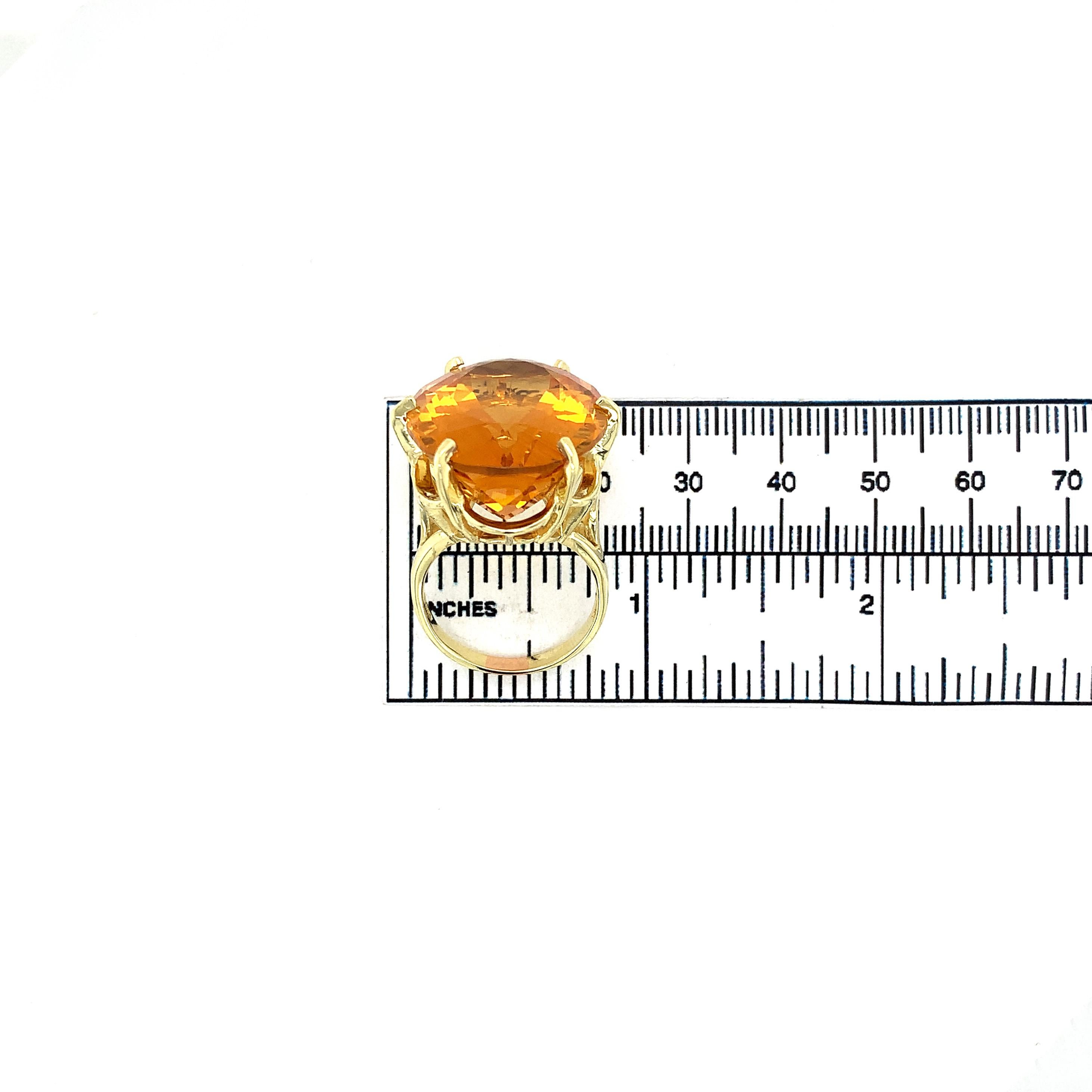18K yellow gold Ring with a Huge 37 carat Citrine For Sale 7
