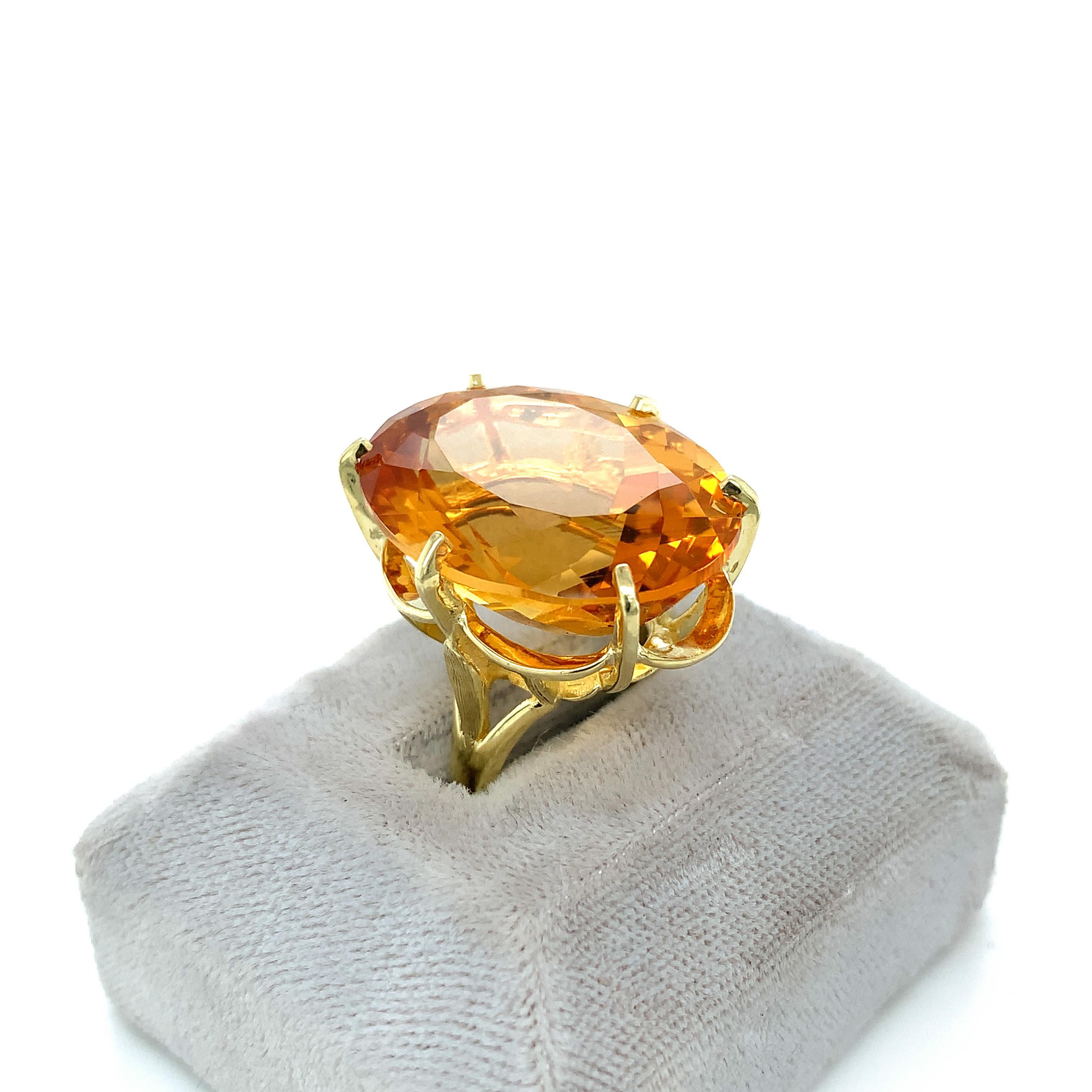 Women's 18K yellow gold Ring with a Huge 37 carat Citrine For Sale