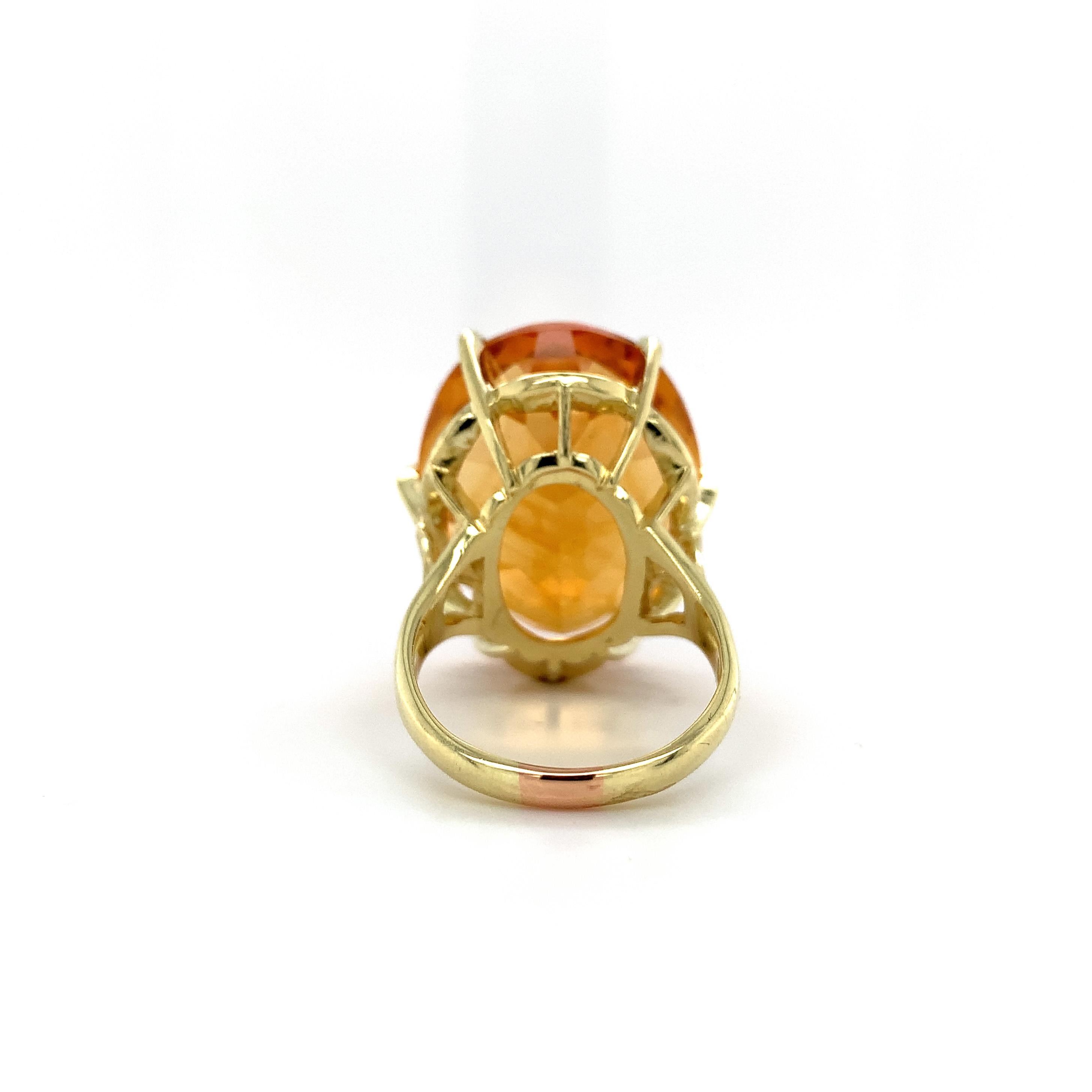 18K yellow gold Ring with a Huge 37 carat Citrine For Sale 1
