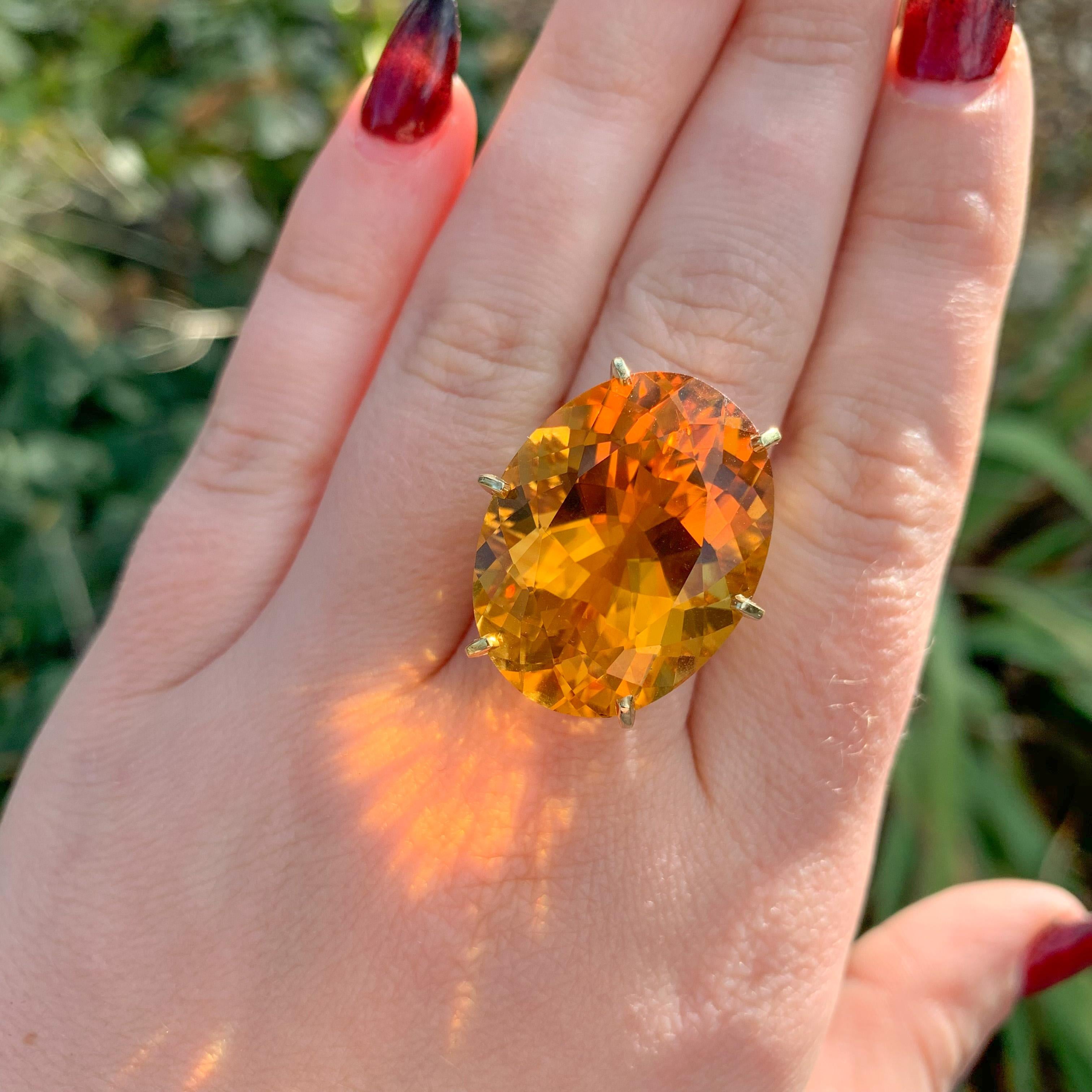 18K yellow gold Ring with a Huge 37 carat Citrine For Sale 3