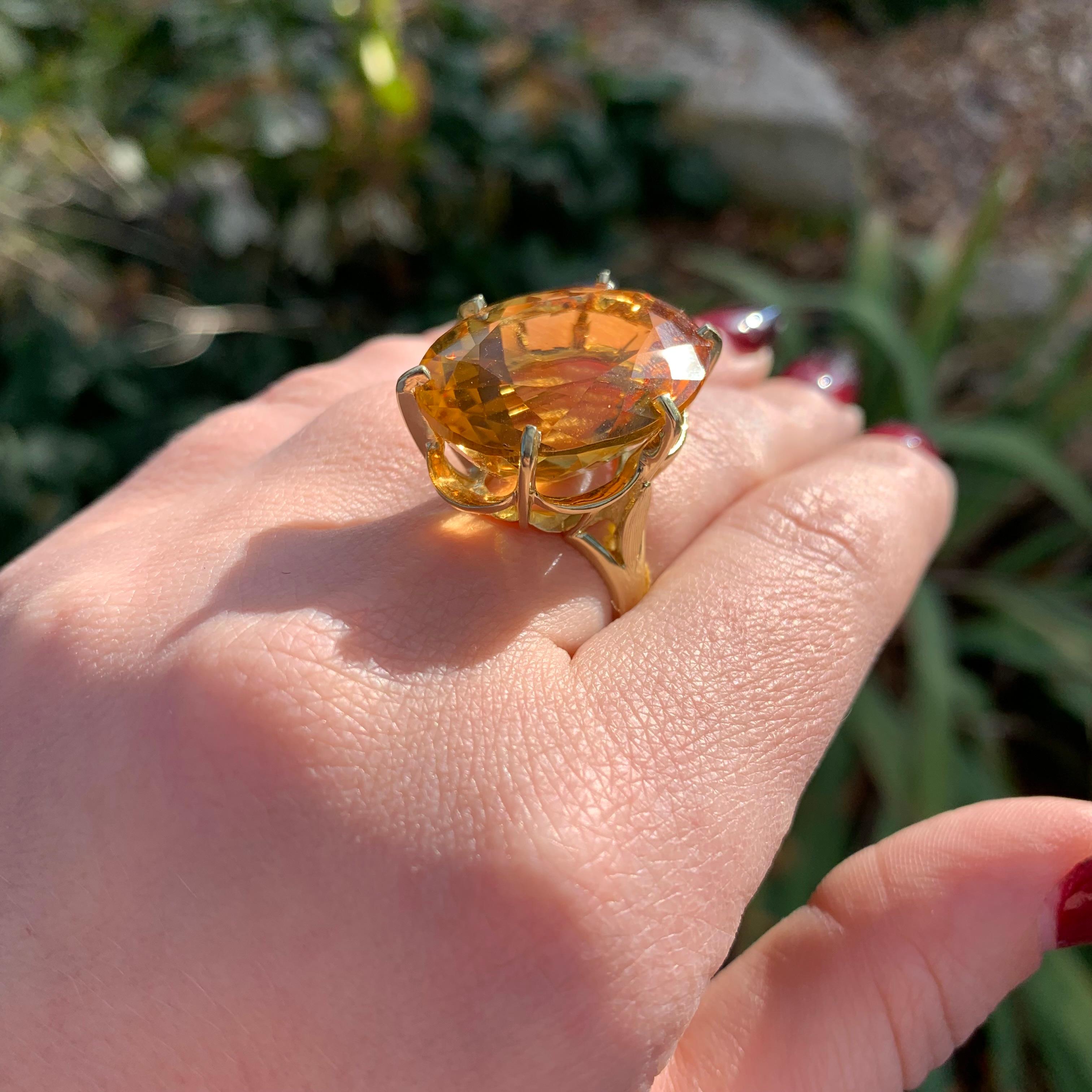 18K yellow gold Ring with a Huge 37 carat Citrine For Sale 4