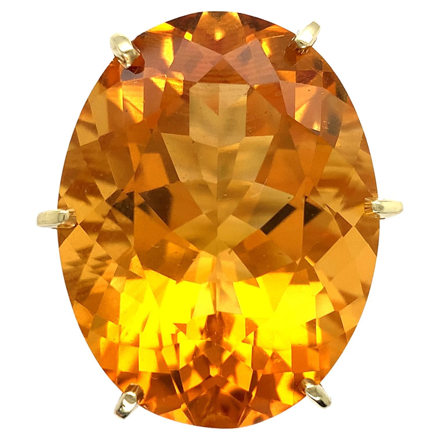 18K yellow gold Ring with a Huge 37 carat Citrine For Sale