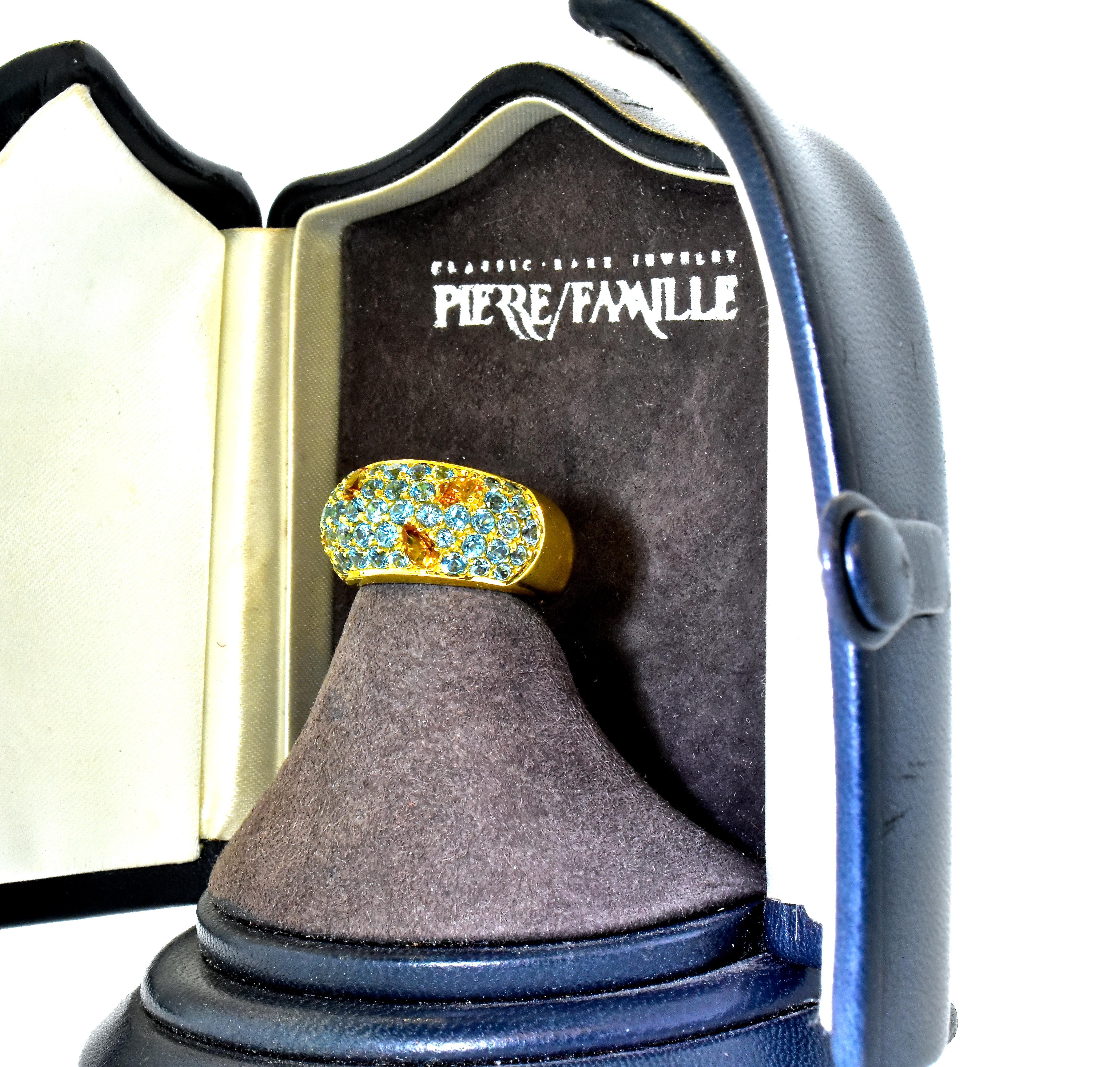 18k Yellow Gold Ring with Citrine and Blue Topaz 5