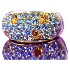 18k Yellow Gold Ring with Citrine and Blue Topaz