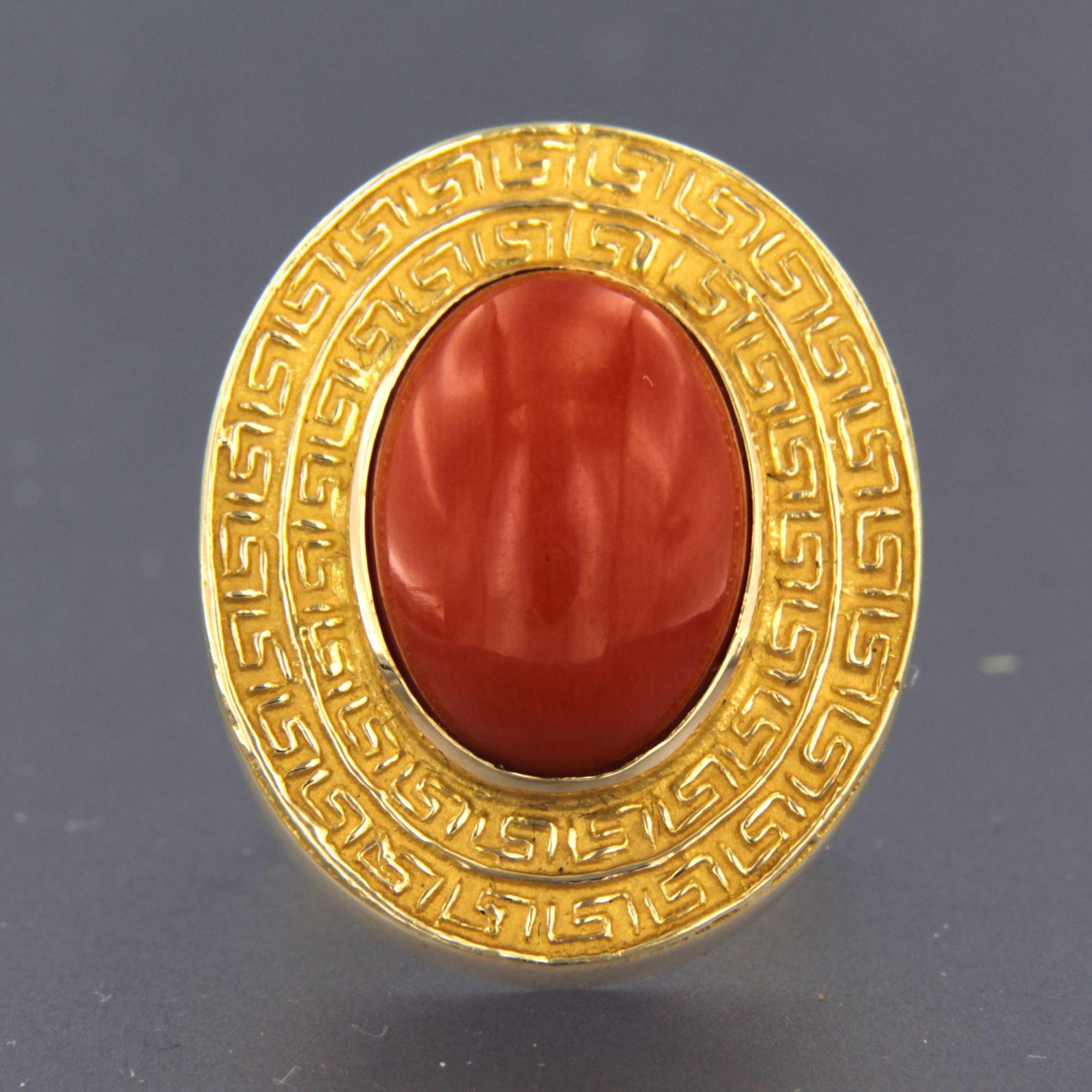 Ring aus 18k Gelbgold mit Koralle - Ringgröße U.S. 6.5 EU. 17 (53)

detaillierte Beschreibung:

Die Oberseite des Rings ist 2,6 cm breit und 1,0 cm hoch.

Gesamtgewicht 19,3 Gramm

Ringgröße U.S. 6.5 EU. 17 (53), Ring kann ein paar Größen kostenlos