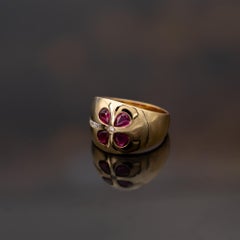 18K Yellow Gold Ring with Diamonds and Rubies
