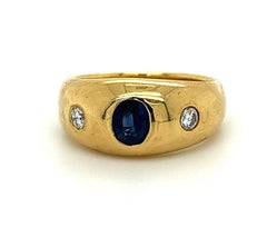 18 Karat Gelbgold Saphir-Ring mit Diamanten